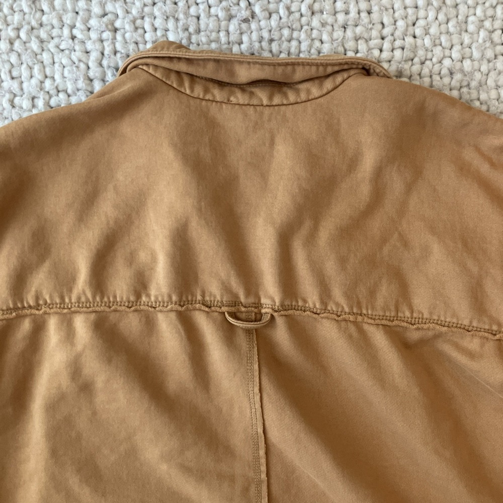 Pilcro Oversized Cotton Utility Jacket Tan Button Front Pocket Medium - Picture 7 of 10